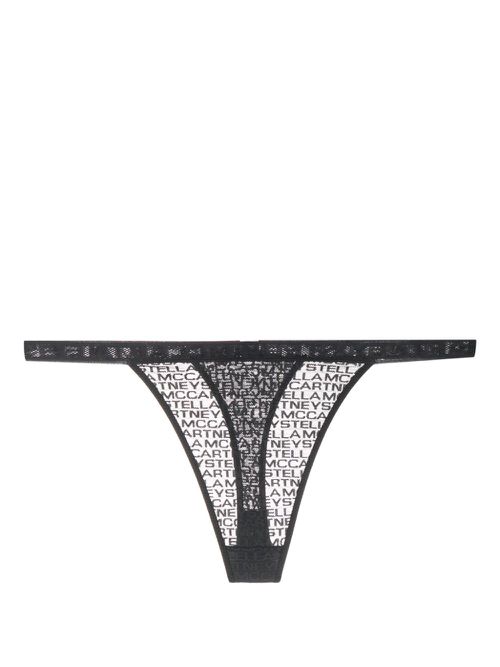 Logo-print string thong - Black