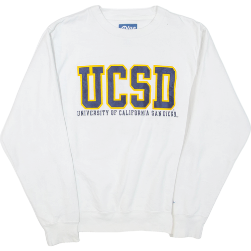 BLUE University Of California San Diego Mens Sweatshirt White Crew Neck USA