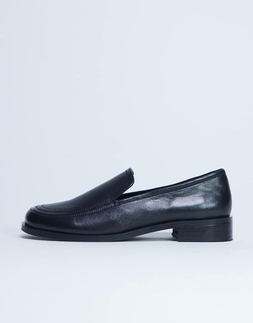 Corrie real leather flat shoe loafer in black