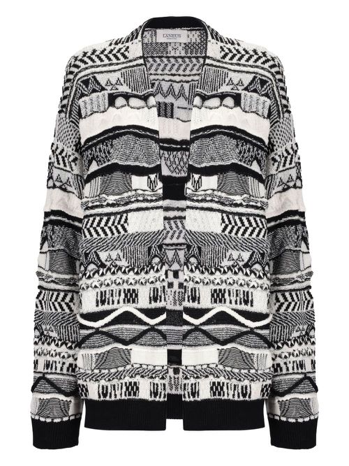 Laneus patterned-jacquard cardigan - Black
