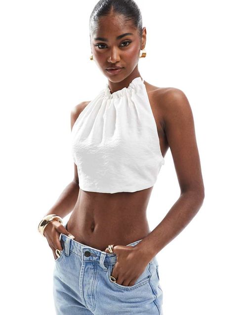 Tie back cami top in white