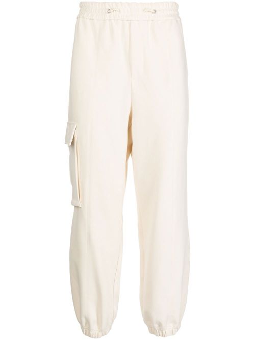 Cargo-style drawstring track pants - White