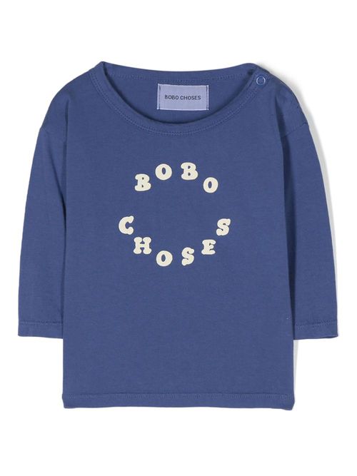 Circle-print cotton T-shirt - Blue