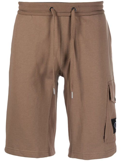 Logo-patch cargo track shorts - Brown