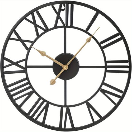 TEMU Roman Wall Clock Metal Large Wall Clocks For Living Room 18.5inch Vintage Clocks For Bedrooms Kitchen Home Accessories Silent Non-ticking