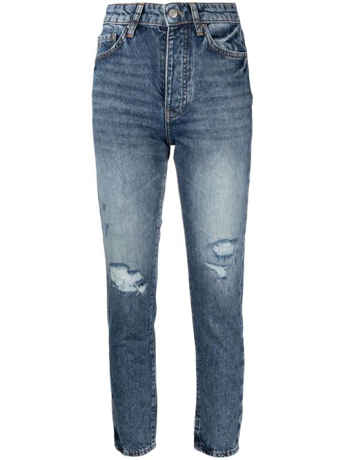 High-rise distressed skinny jeans - Blue