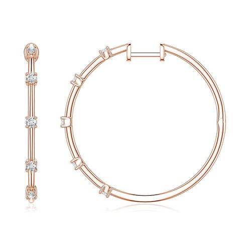 Angara 0.35 CTW Round Lab-Grown Diamond Five-Stone Station Hoop Earrings in 14K Rose Gold