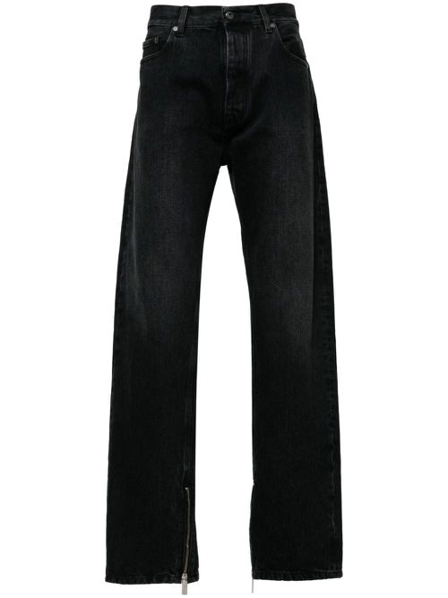 Zip-detail straigh-leg jeans - Black