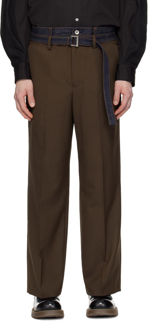 Brown Suiting & Denim Trousers