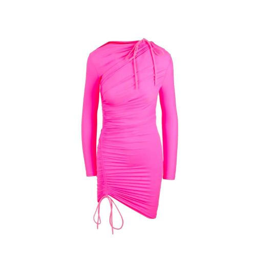 Ruched Gathered Mini Dress — Pink