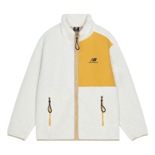 Contrasting Colors Knit Suede Sports Stand Collar Logo LambAsia Sizing 's Wool Jacket White