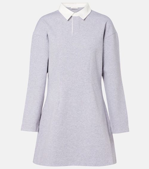 Cotton-blend jersey polo dress
