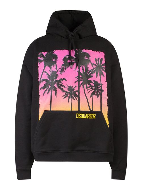 Cotton sweatshirt with multicolor maxi print