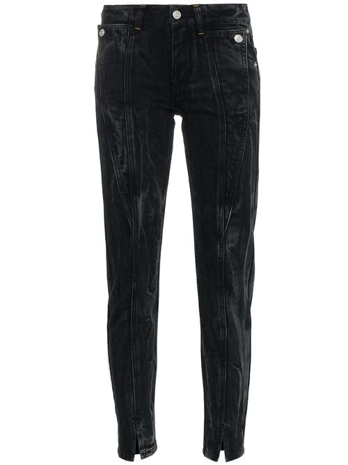 Panel detail split hem jeans - Black