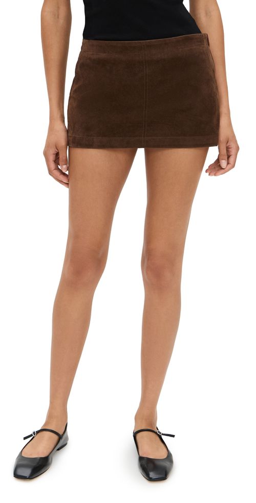 Chocolate Faux Suede Mini Skirt Chocolate