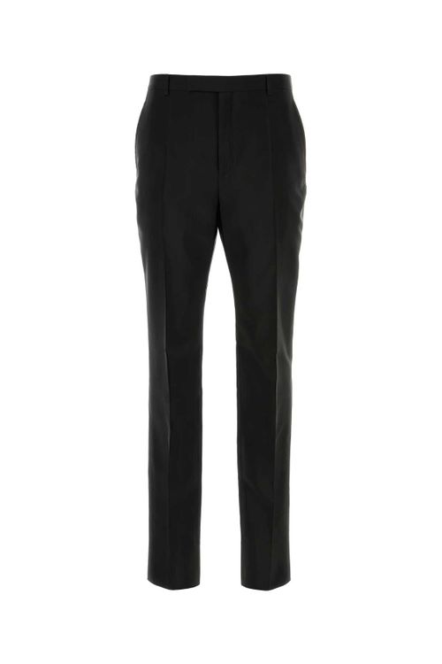 Acetate-Wool Pleated Trousers — Black