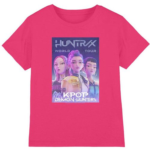 K-Pop Demon Hunters Kids Unisex Childrens/Kids World Tour Huntr/X T-Shirt Fuchsia - 3-4Y
