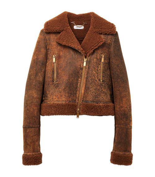 알렉산더맥퀸 여성 Leather Shearling Aviator Jacket