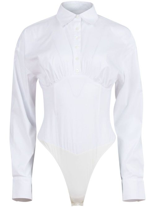 Fleur Du Mal poplin button-down bodysuit - White