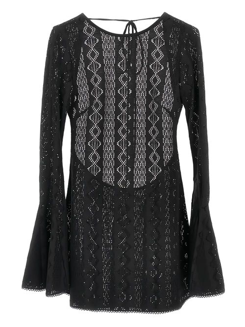 THE ANDAMANE open-knit mini dress - Black