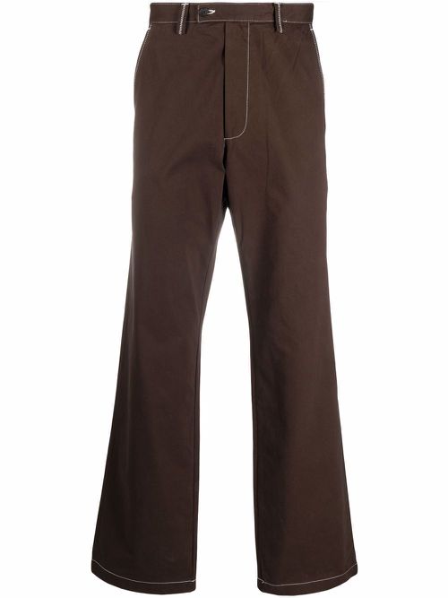 Straight-leg organic cotton trousers - Brown