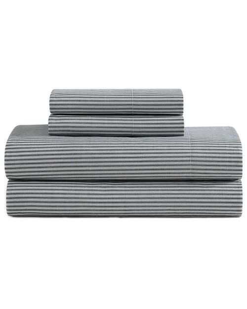 200 Thread Count Highland Ticking Stripe Cotton Percale Sheet  Set
