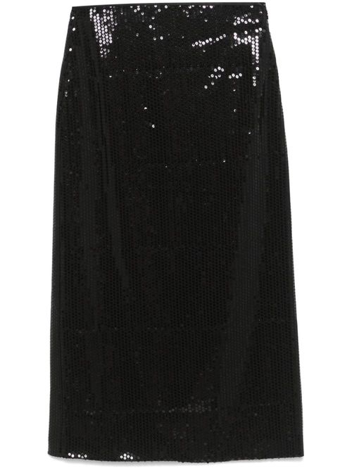 Sequinned Maxi Skirt — Black