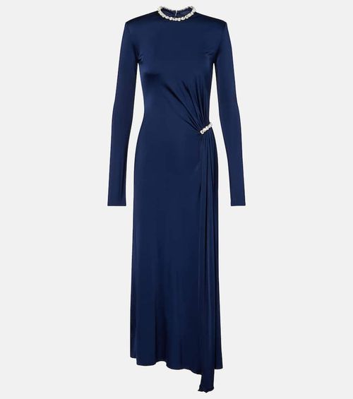 Crystal-embellished gathered midi dress