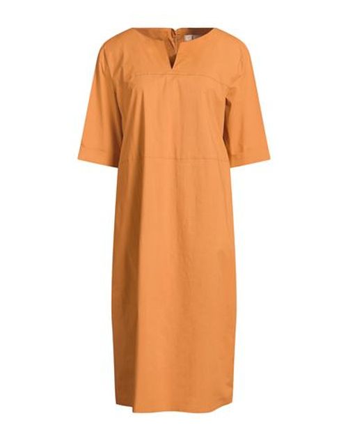 Woman Midi dress Mandarin Size 10 Cotton, Elastane