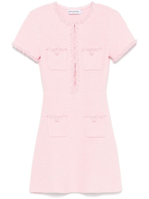Textured-knit mini dress - Pink