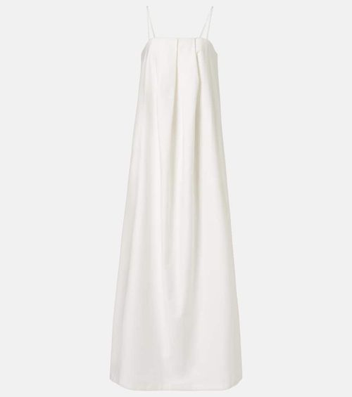 Solid Voluminous draped cotton maxi dress