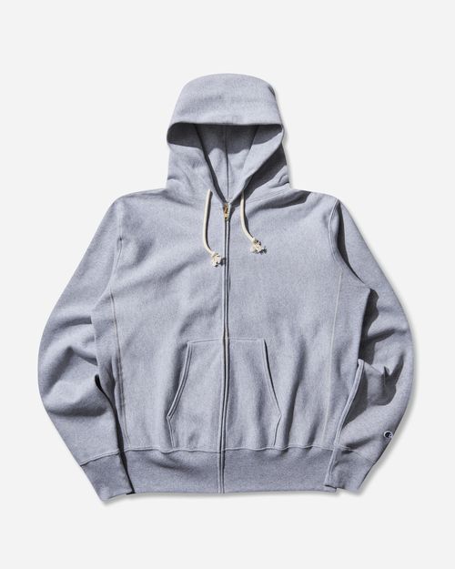 Men s Made in USA Reverse Weave Zipped Hoodie Oxford Gray
