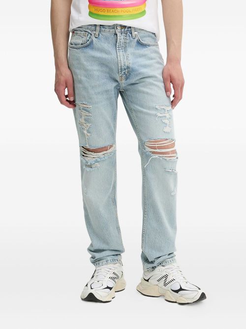 Distressed five-pocket jeans - Blue