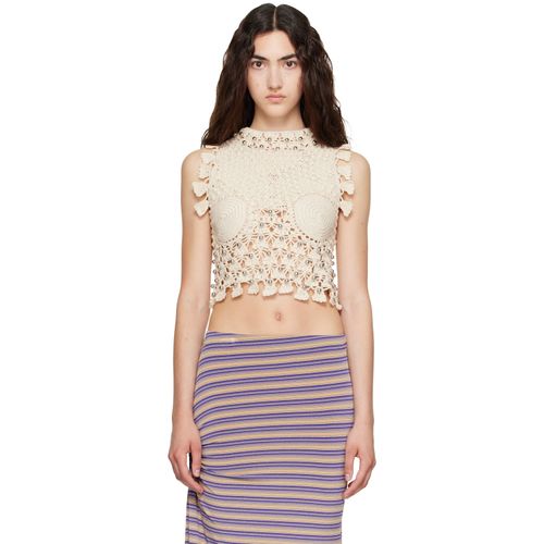 Beige Handmade Sleeveless Top