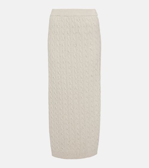 Knit cotton-blend midi skirt
