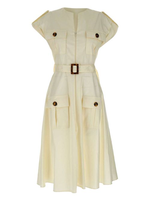 Cotton belted dress - White