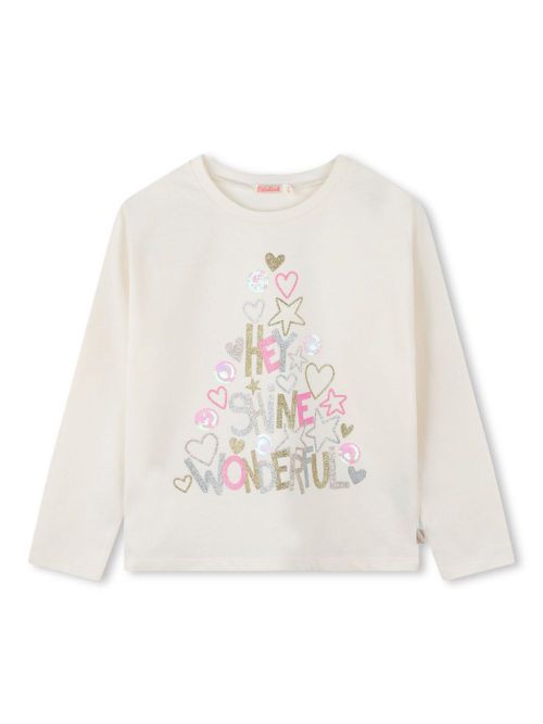 Sequin-embellished cotton T-shirt - White