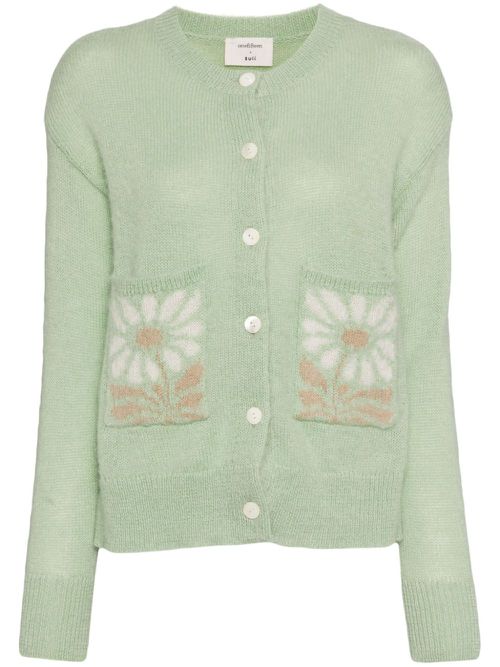 Flower-patterned cardigan - Green