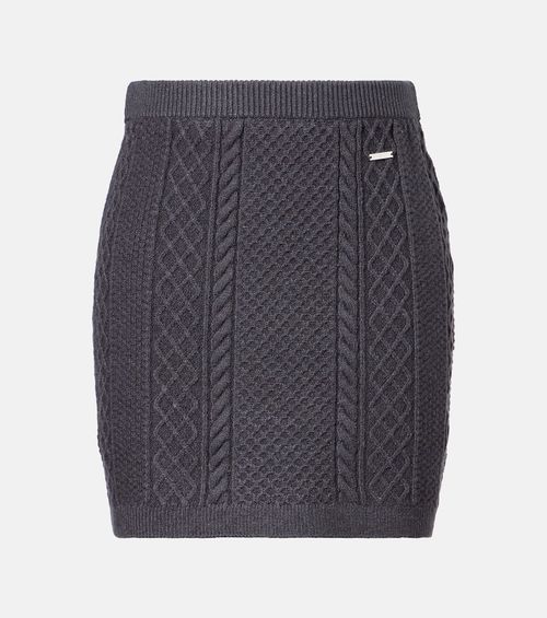 Cable-knit wool and cotton-blend miniskirt