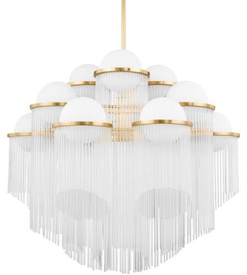 Corbett Celestial 12-Light Transitional Chandelier in Aged Bra