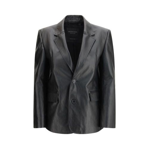 Calf Leather Blazer — Black