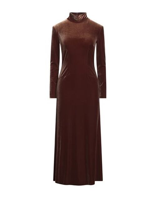 Woman Maxi dress Brown Size 4 Polyester, Elastane