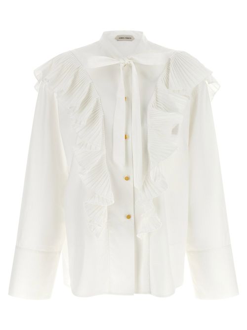 Pleated Ruffle Blouse — White