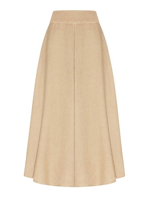 Long Linen Flower Skirt With Waistband