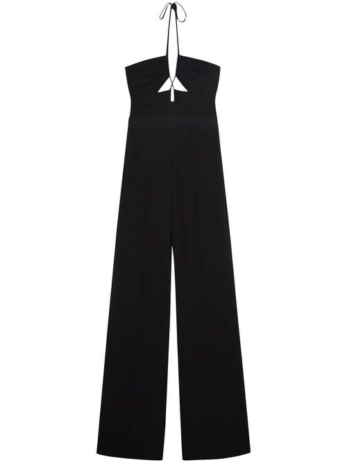 Gala plissé-detail jumpsuit - BLACK