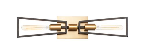 Black Satin Brass Two Light Wall Sconce from the Wings Collection
