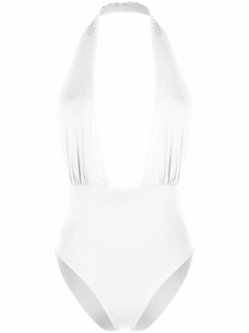 Braid-detail halterneck swimsuit