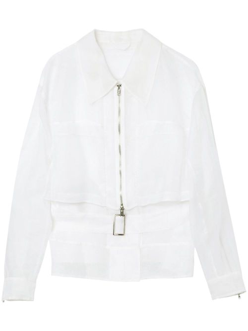 Layered belted silk jacket - White