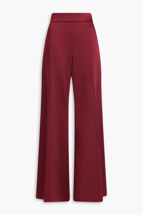 Sateen wide-leg pants - Burgundy - US 2