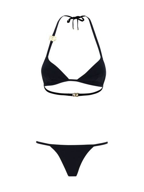Triangle With Gold Plaque Bikini — Black